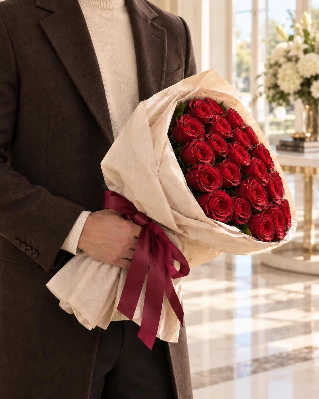 Эквадорская красная роза — 25 шт, 80 см — фото 2